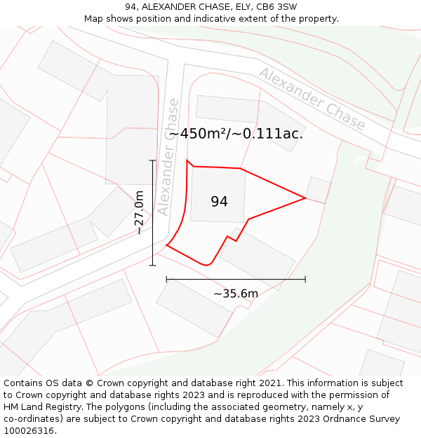 94, ALEXANDER CHASE, ELY, CB6 3SW: Plot and title map