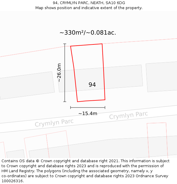 94, CRYMLYN PARC, NEATH, SA10 6DG: Plot and title map