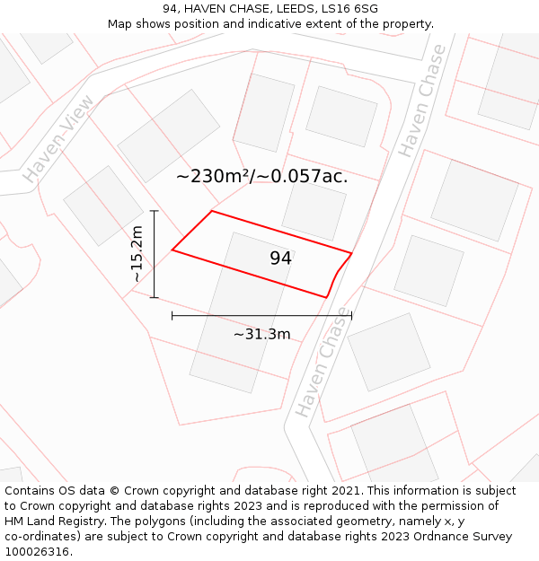 94, HAVEN CHASE, LEEDS, LS16 6SG: Plot and title map