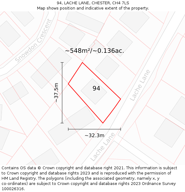 94, LACHE LANE, CHESTER, CH4 7LS: Plot and title map