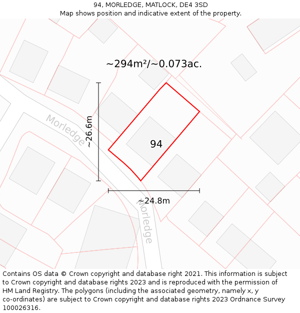 94, MORLEDGE, MATLOCK, DE4 3SD: Plot and title map