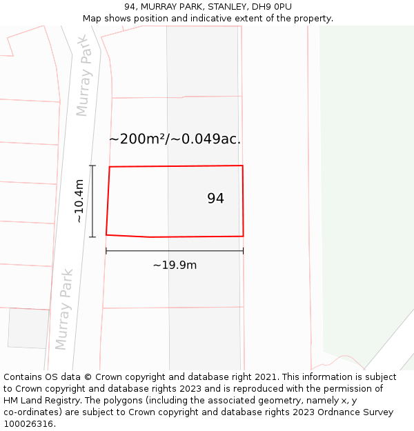 94, MURRAY PARK, STANLEY, DH9 0PU: Plot and title map