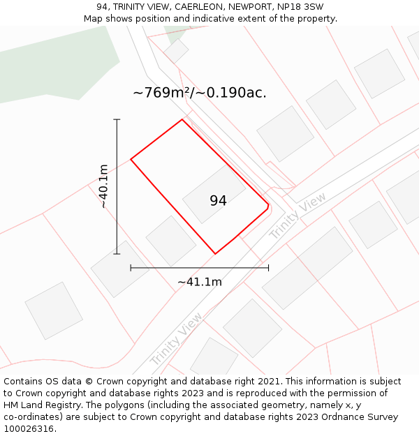 94, TRINITY VIEW, CAERLEON, NEWPORT, NP18 3SW: Plot and title map