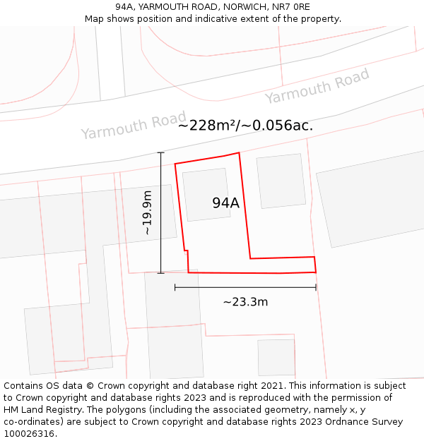 94A, YARMOUTH ROAD, NORWICH, NR7 0RE: Plot and title map