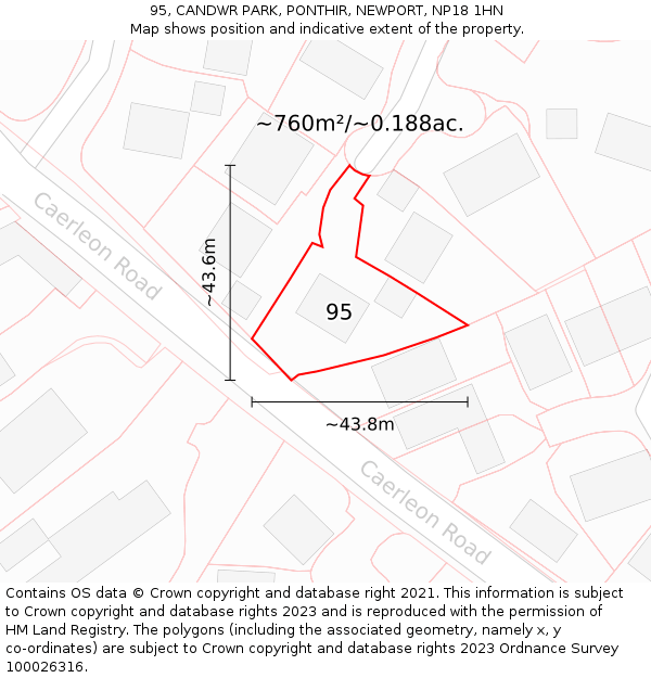 95, CANDWR PARK, PONTHIR, NEWPORT, NP18 1HN: Plot and title map