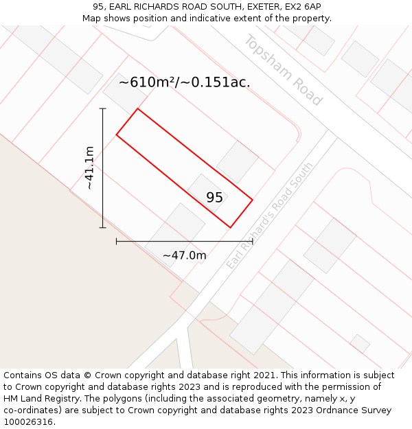 95, EARL RICHARDS ROAD SOUTH, EXETER, EX2 6AP: Plot and title map