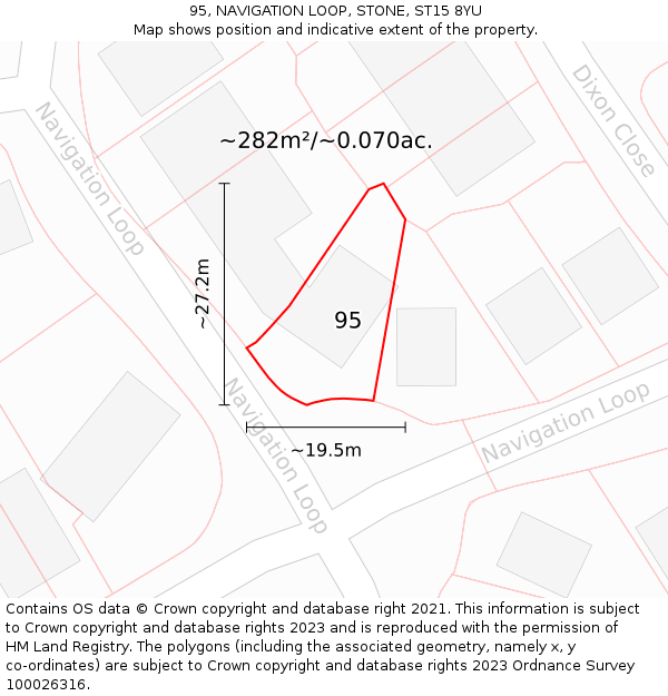 95, NAVIGATION LOOP, STONE, ST15 8YU: Plot and title map