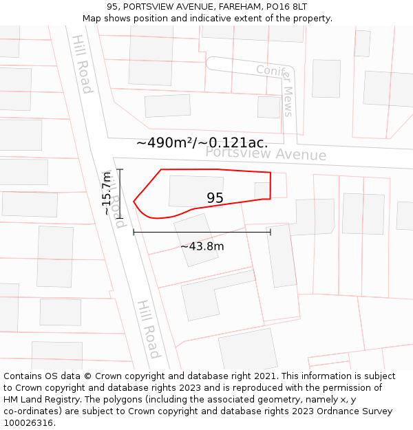 95, PORTSVIEW AVENUE, FAREHAM, PO16 8LT: Plot and title map