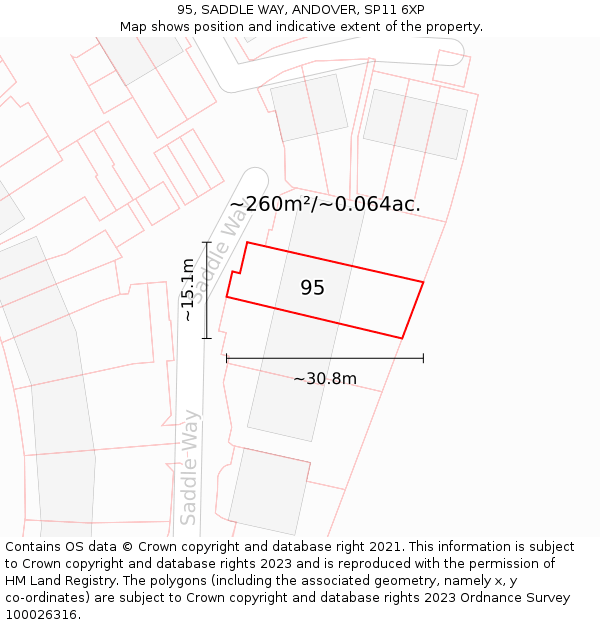 95, SADDLE WAY, ANDOVER, SP11 6XP: Plot and title map