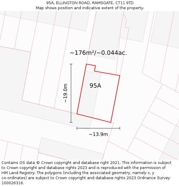 95A, ELLINGTON ROAD, RAMSGATE, CT11 9TD: Plot and title map