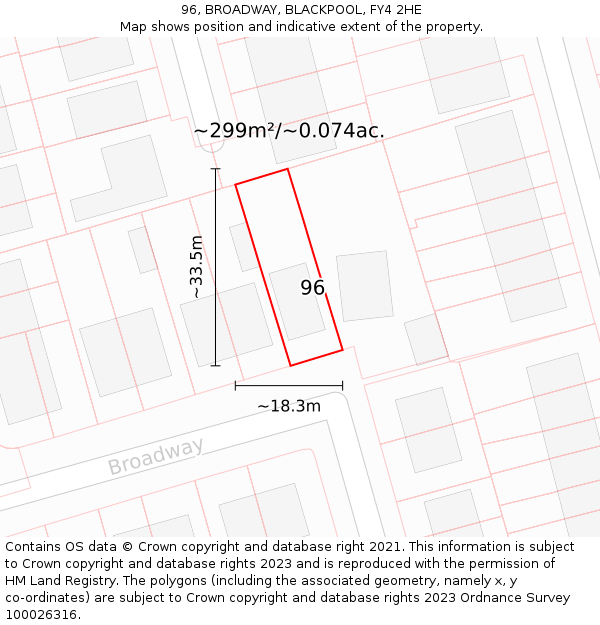 96, BROADWAY, BLACKPOOL, FY4 2HE: Plot and title map