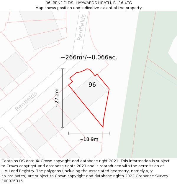 96, RENFIELDS, HAYWARDS HEATH, RH16 4TG: Plot and title map