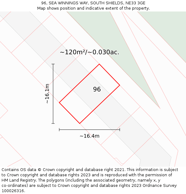 96, SEA WINNINGS WAY, SOUTH SHIELDS, NE33 3GE: Plot and title map