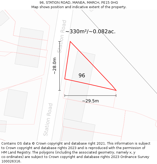 96, STATION ROAD, MANEA, MARCH, PE15 0HG: Plot and title map