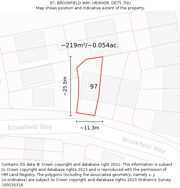 97, BROOKFIELD WAY, HEANOR, DE75 7NU: Plot and title map