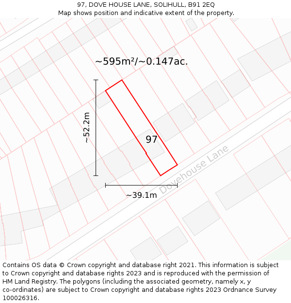 97, DOVE HOUSE LANE, SOLIHULL, B91 2EQ: Plot and title map