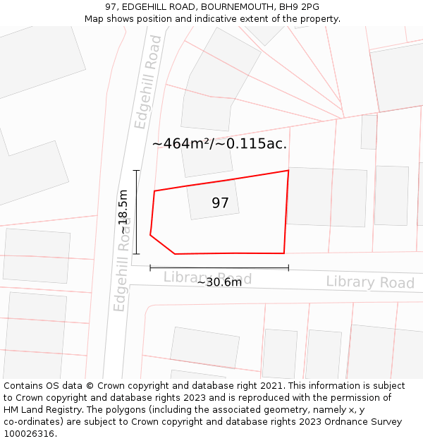 97, EDGEHILL ROAD, BOURNEMOUTH, BH9 2PG: Plot and title map