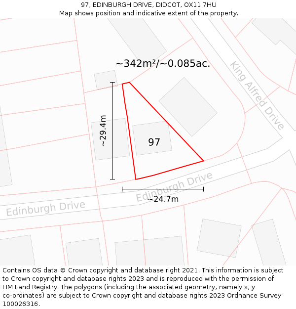 97, EDINBURGH DRIVE, DIDCOT, OX11 7HU: Plot and title map