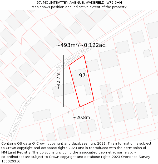 97, MOUNTBATTEN AVENUE, WAKEFIELD, WF2 6HH: Plot and title map