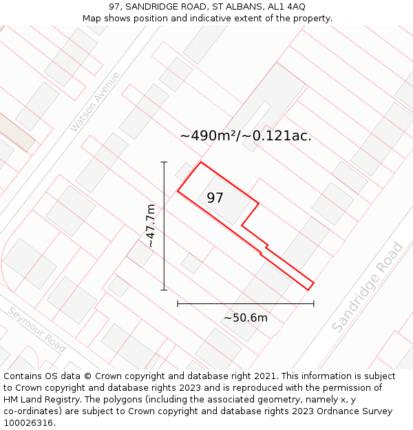 97, SANDRIDGE ROAD, ST ALBANS, AL1 4AQ: Plot and title map