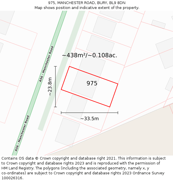 975, MANCHESTER ROAD, BURY, BL9 8DN: Plot and title map