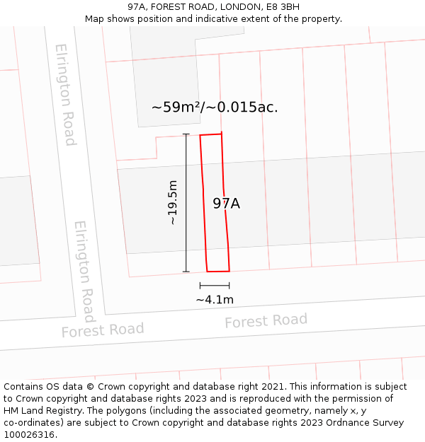 97A, FOREST ROAD, LONDON, E8 3BH: Plot and title map