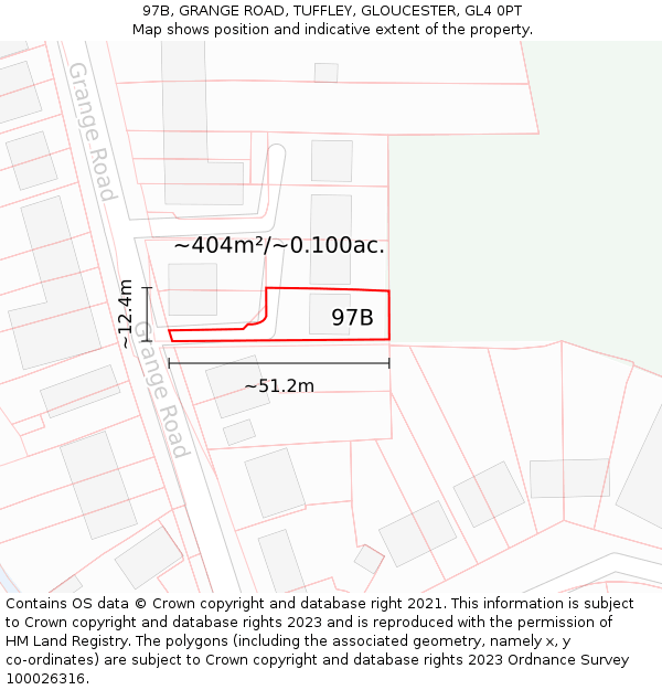 97B, GRANGE ROAD, TUFFLEY, GLOUCESTER, GL4 0PT: Plot and title map