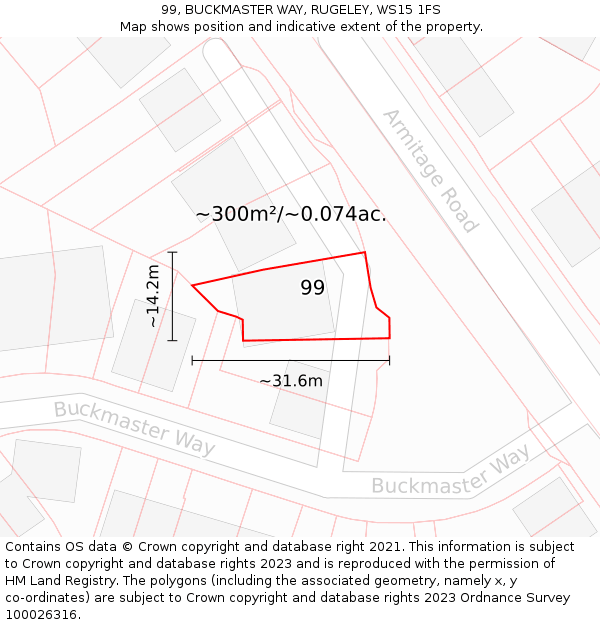 99, BUCKMASTER WAY, RUGELEY, WS15 1FS: Plot and title map