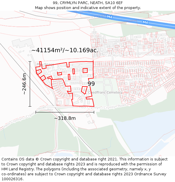 99, CRYMLYN PARC, NEATH, SA10 6EF: Plot and title map