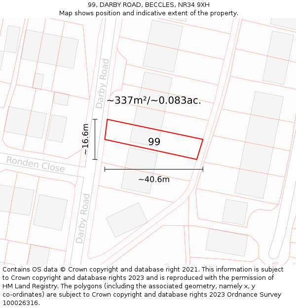 99, DARBY ROAD, BECCLES, NR34 9XH: Plot and title map
