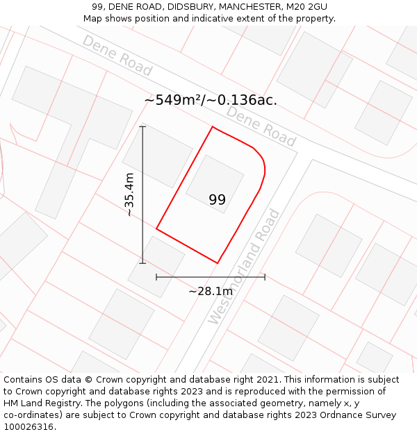 99, DENE ROAD, DIDSBURY, MANCHESTER, M20 2GU: Plot and title map