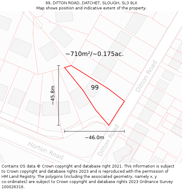 99, DITTON ROAD, DATCHET, SLOUGH, SL3 9LX: Plot and title map