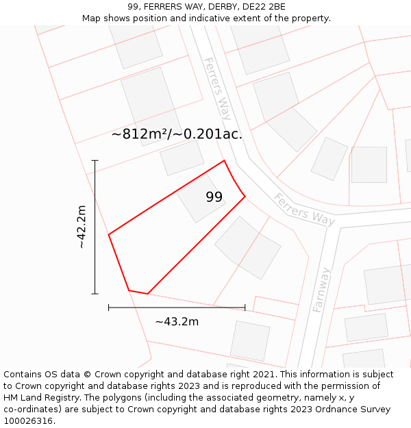 99, FERRERS WAY, DERBY, DE22 2BE: Plot and title map