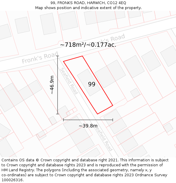 99, FRONKS ROAD, HARWICH, CO12 4EQ: Plot and title map
