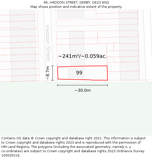 99, HADDON STREET, DERBY, DE23 6NQ: Plot and title map