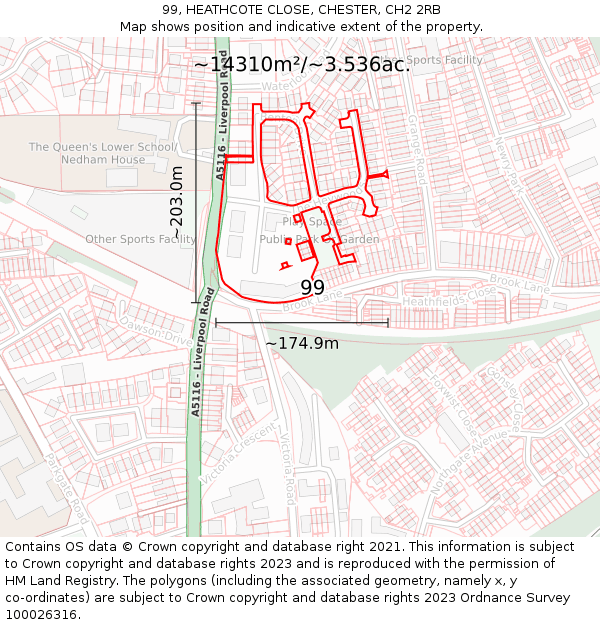 99, HEATHCOTE CLOSE, CHESTER, CH2 2RB: Plot and title map