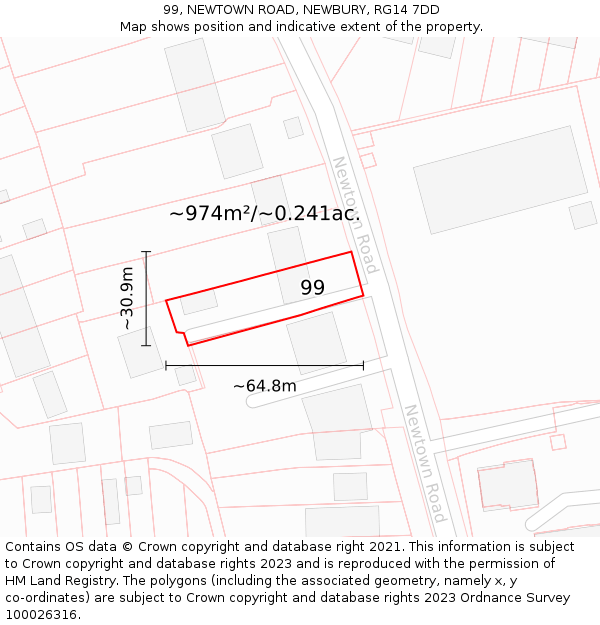 99, NEWTOWN ROAD, NEWBURY, RG14 7DD: Plot and title map