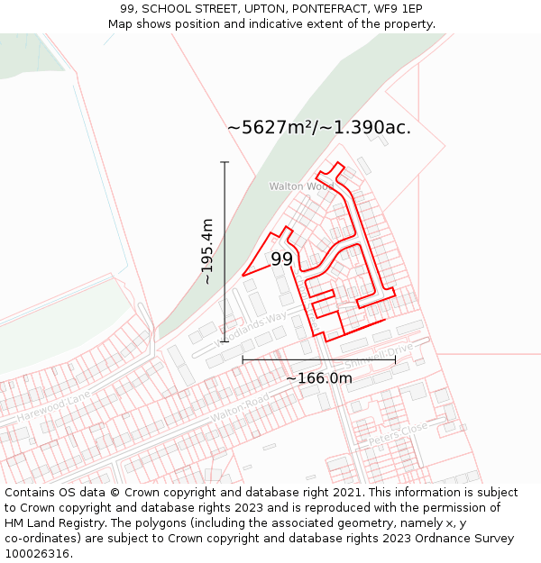 99, SCHOOL STREET, UPTON, PONTEFRACT, WF9 1EP: Plot and title map