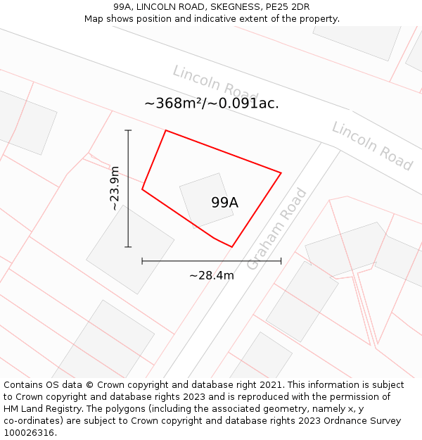 99A, LINCOLN ROAD, SKEGNESS, PE25 2DR: Plot and title map