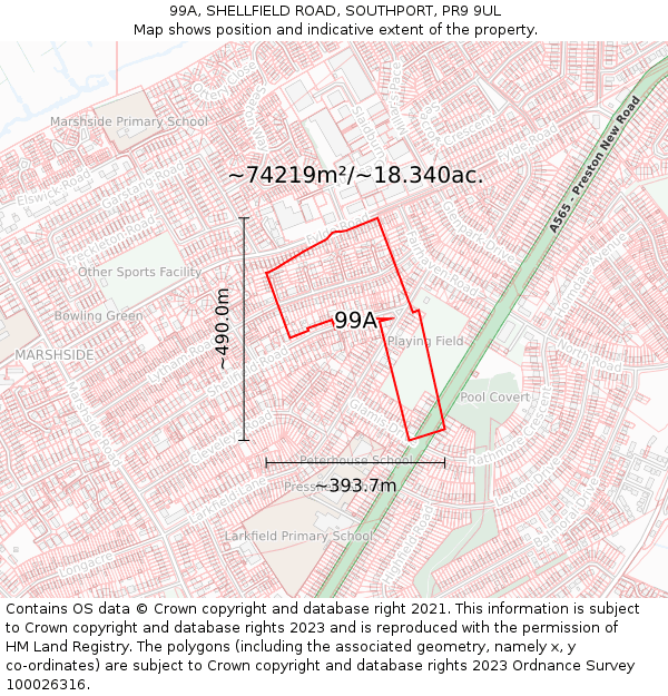 99A, SHELLFIELD ROAD, SOUTHPORT, PR9 9UL: Plot and title map