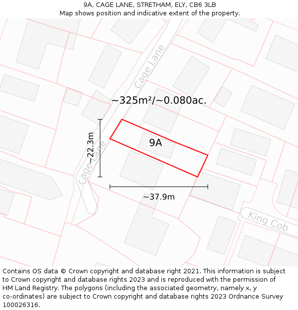 9A, CAGE LANE, STRETHAM, ELY, CB6 3LB: Plot and title map