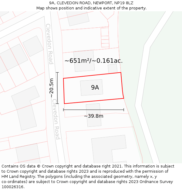 9A, CLEVEDON ROAD, NEWPORT, NP19 8LZ: Plot and title map
