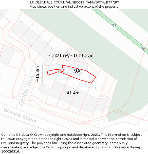 9A, GLENDALE COURT, WILNECOTE, TAMWORTH, B77 5PY: Plot and title map