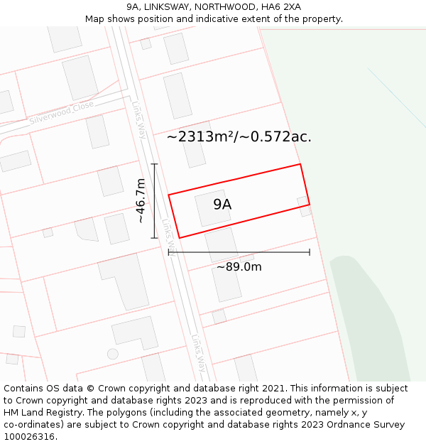 9A, LINKSWAY, NORTHWOOD, HA6 2XA: Plot and title map