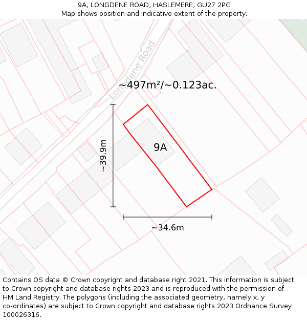 9A, LONGDENE ROAD, HASLEMERE, GU27 2PG: Plot and title map