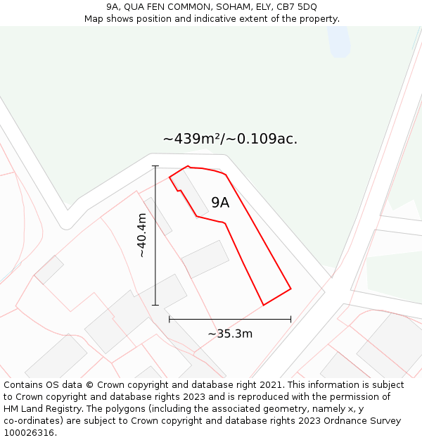 9A, QUA FEN COMMON, SOHAM, ELY, CB7 5DQ: Plot and title map