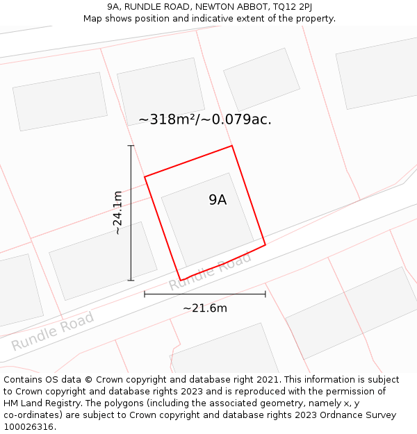 9A, RUNDLE ROAD, NEWTON ABBOT, TQ12 2PJ: Plot and title map
