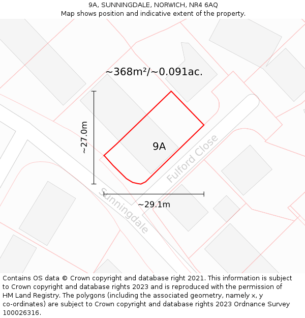9A, SUNNINGDALE, NORWICH, NR4 6AQ: Plot and title map