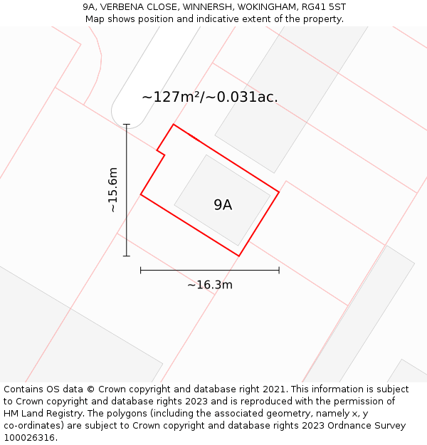 9A, VERBENA CLOSE, WINNERSH, WOKINGHAM, RG41 5ST: Plot and title map
