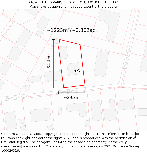 9A, WESTFIELD PARK, ELLOUGHTON, BROUGH, HU15 1AN: Plot and title map